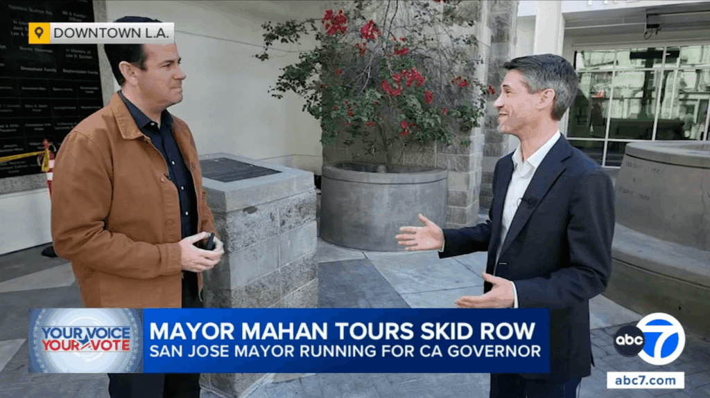 Matt Mahan Governor ABC7 matt mahan skid row gubernatorial candidate matt mahan visits skid row
